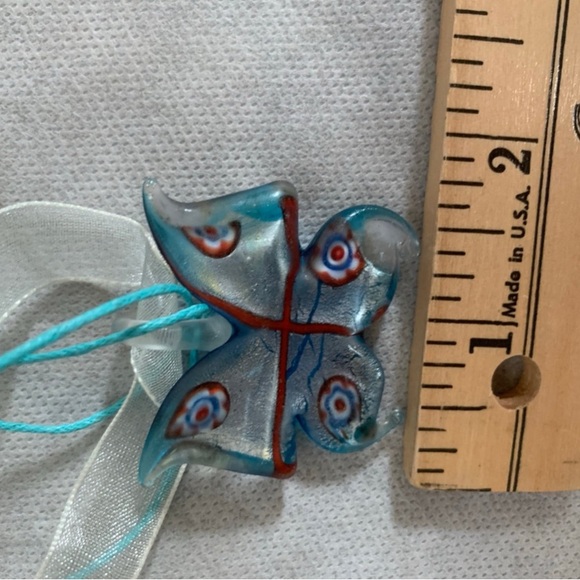 NWOT Butterfly Pendant Necklace with Sheer Ribbon - Picture 6 of 6